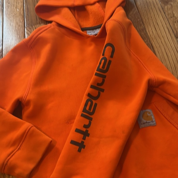 Carhartt Hooded Sweatshirt Orange Work Construction Kids 6 Outdoor Hazard - Picture 6 of 8